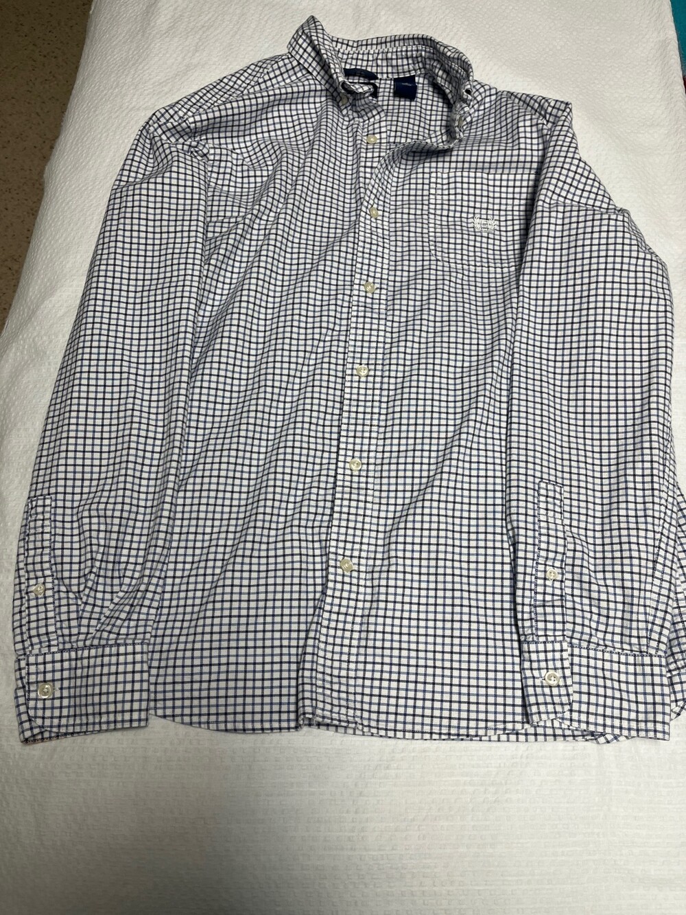 Chaps Men's Multicolor Plaid Long Sleeve Dress Shirts Blue/White stretch oxford